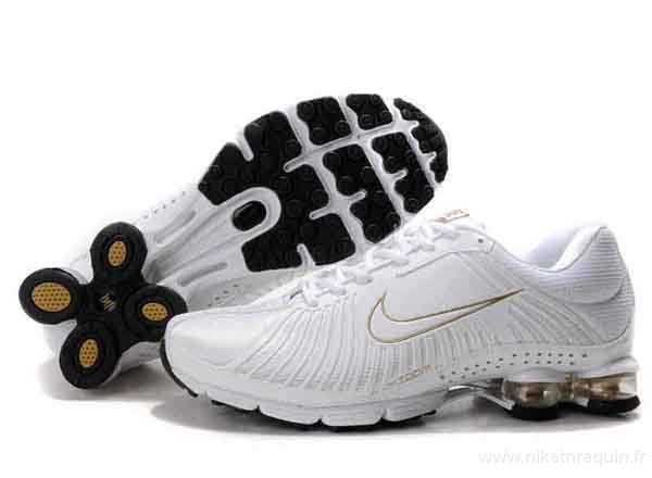 Hommes Nike Shox R4 625 Or Blanc